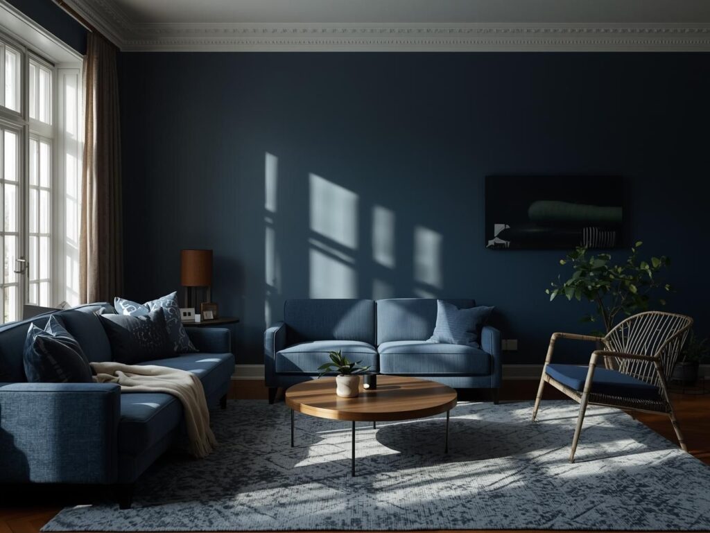 Navy Living Room Decor Ideas That Balance Light and Depth