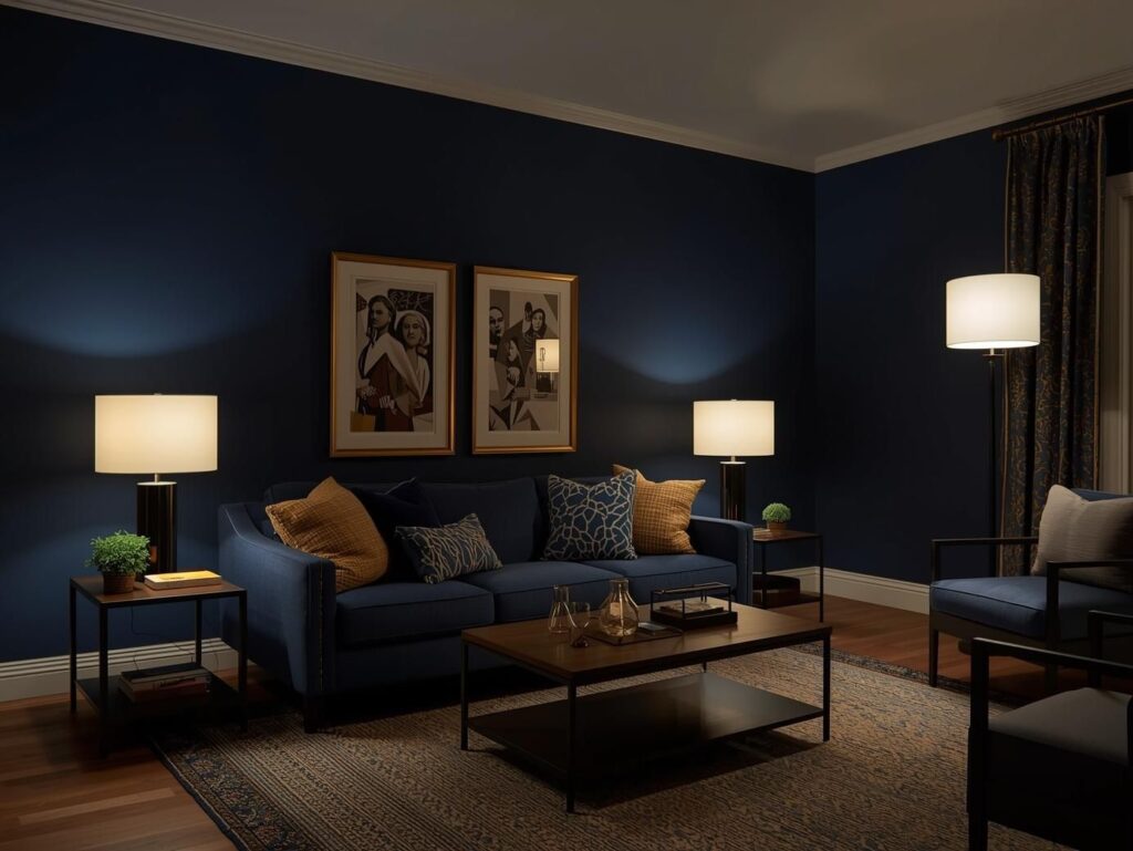 Navy Living Room Decor Ideas That Balance Light and Depth