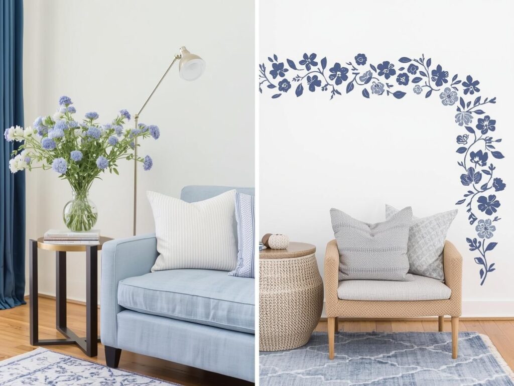 Decorating Ideas With Blue and White Flowers for Living Room That Work Year-Round