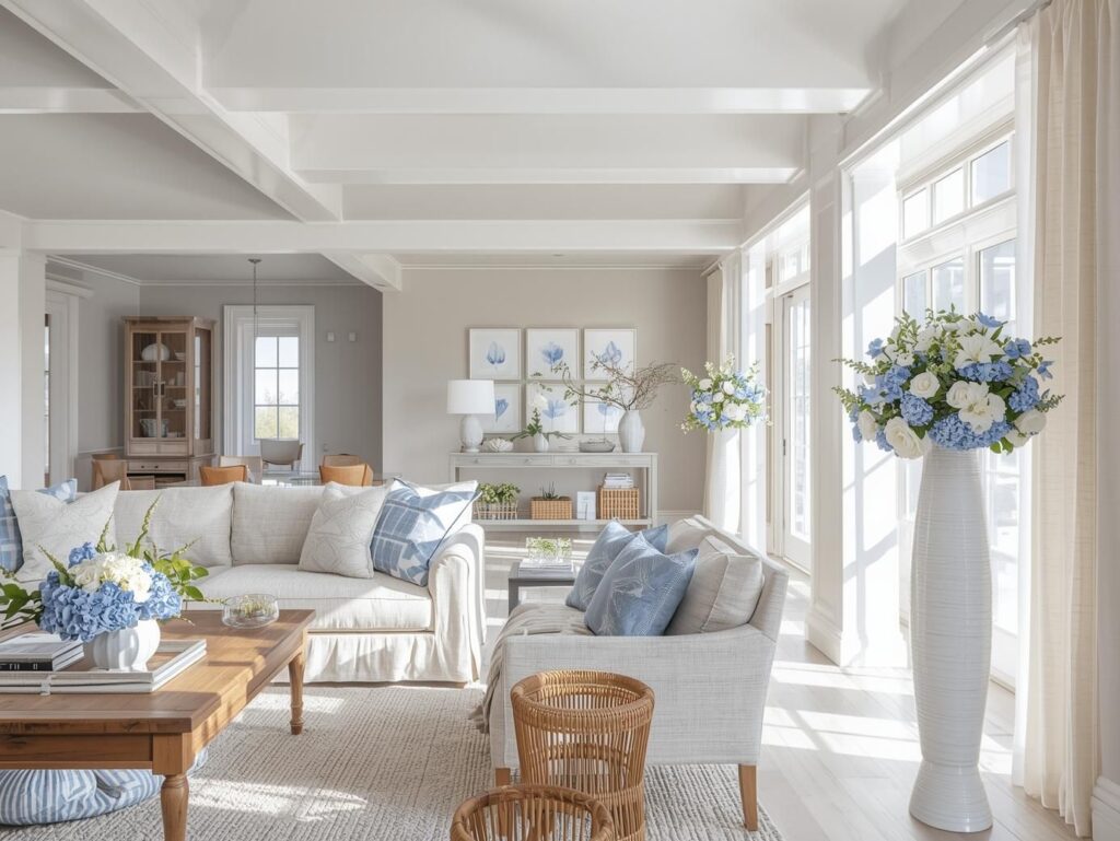 Decorating Ideas With Blue and White Flowers for Living Room That Work Year-Round
